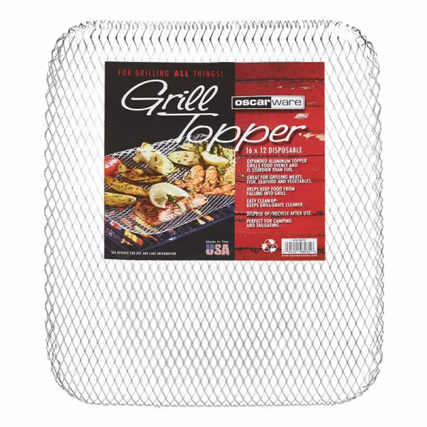 Oscarware®16x12-Disposable-Grill-Topper designed to cook smaller, more delicate foods as well as traditional favorites on the grill.