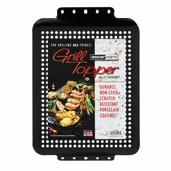 Oscarware®16x12-Porcelain-Grill-Topper designed to cook smaller, more delicate foods as well as traditional favorites on the grill.