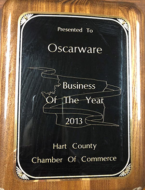 Oscarware® receives Business of the Year Award from the Chamber of Commerce.